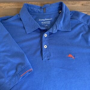 Tommy Bahama Men's Large Blue‎ Short Sleeve Polo Shirt Top Embroidered Logo